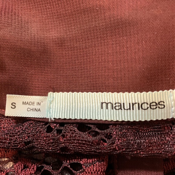 Burgundy Lace Button Down Shirt - Picture 2 of 2